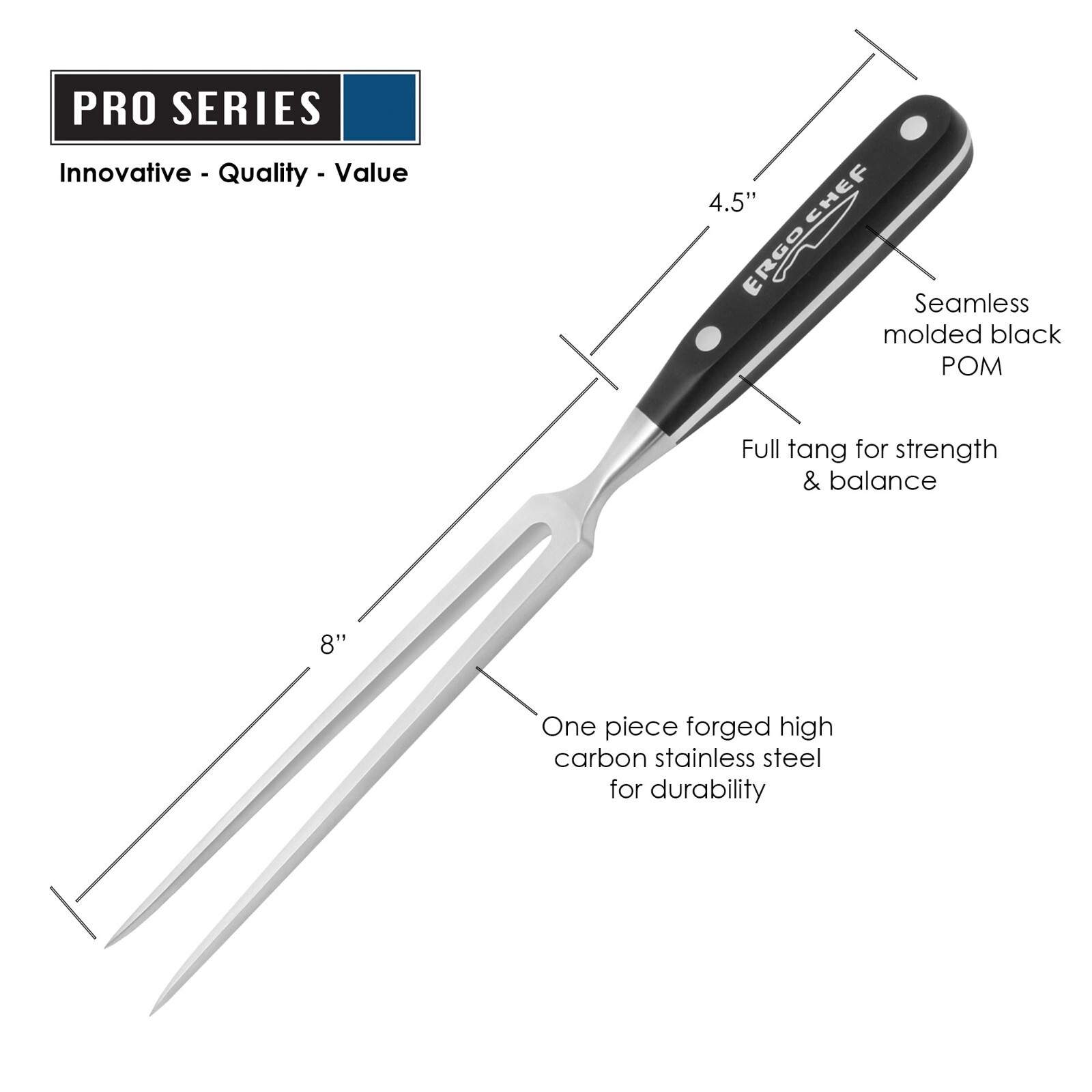 Ergo Chef 2 pc. Carving Set 12 inch Slicer carving Knife w/ Meat carving Fork