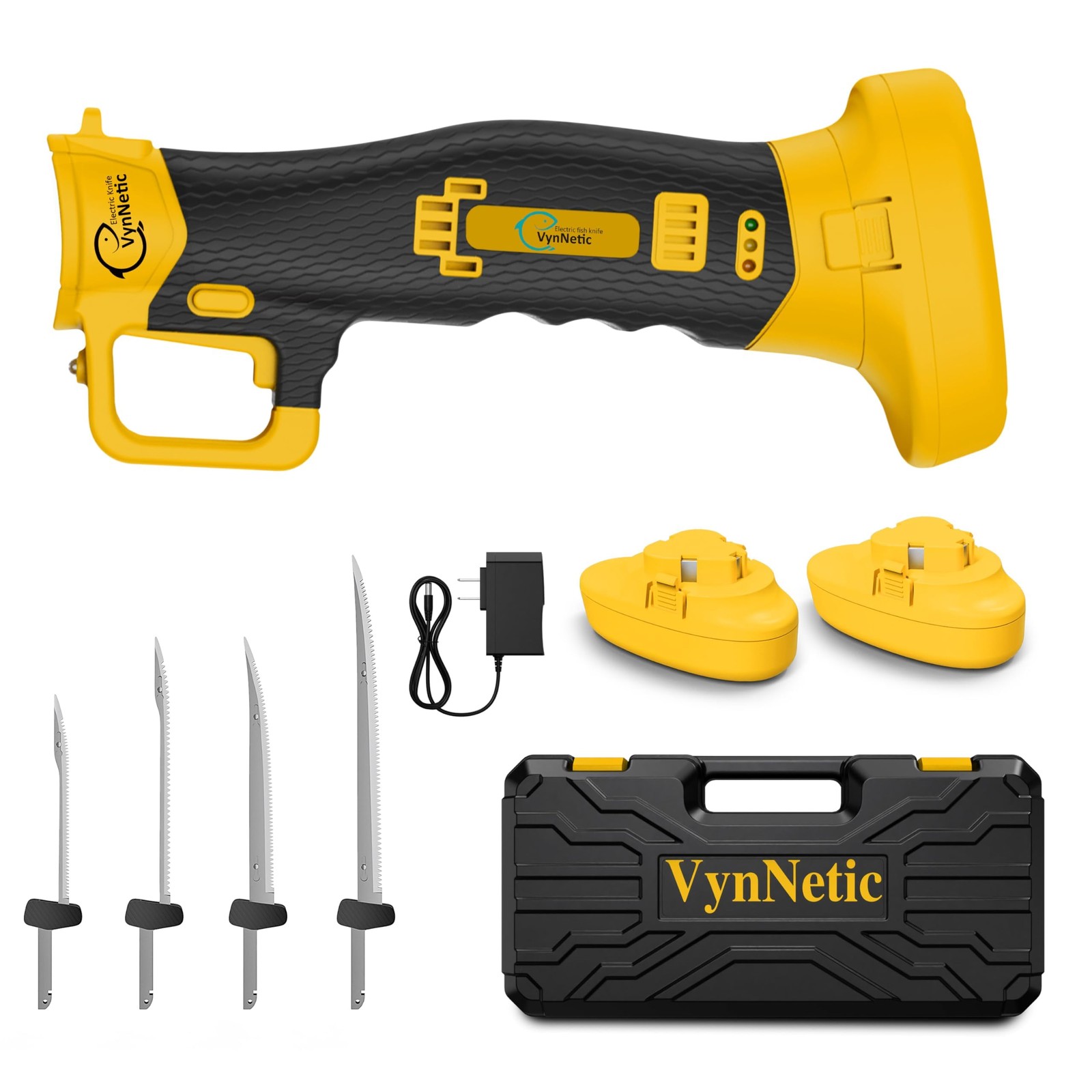 Cordless Electric Fillet Knife, Rechargeable Yellow Fillet knife with 4 TiNit…