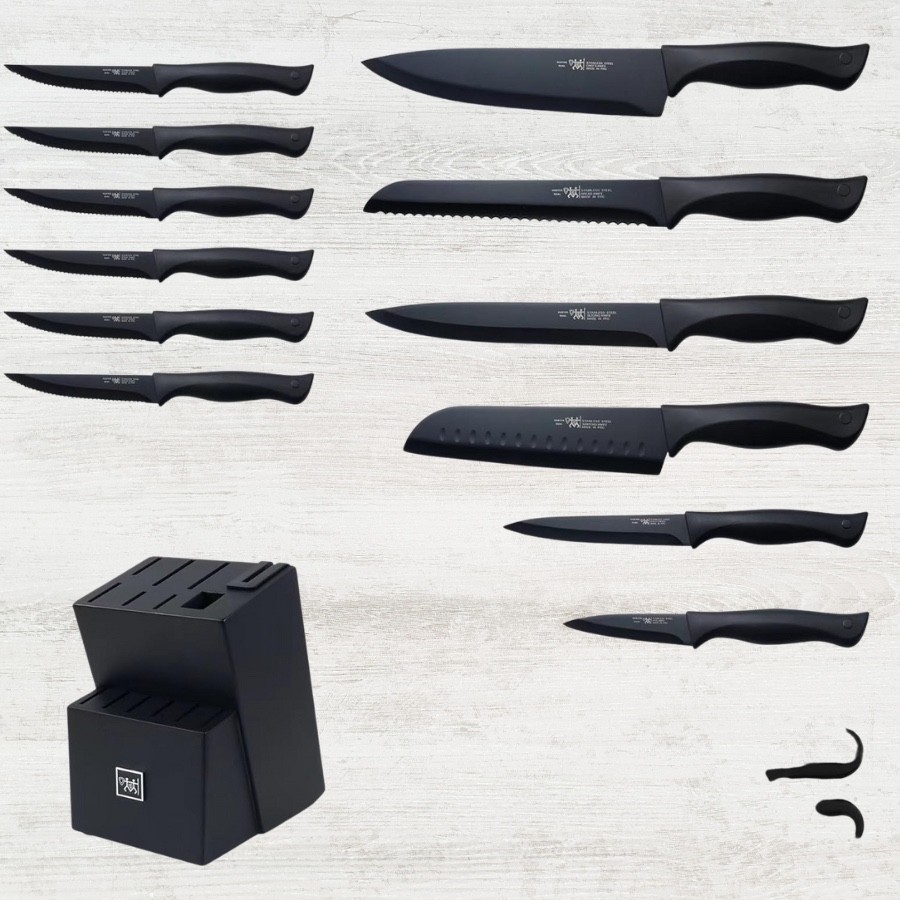 HUNTER.DUAL 15 Pcs Black knife sets – Black