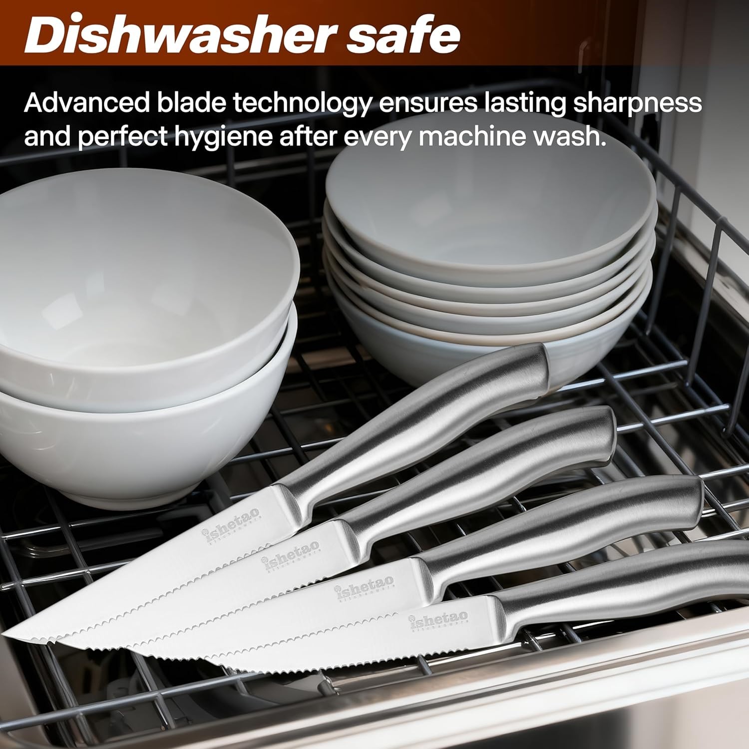 Steak Knife Set of 6, 4.5 inches Dishwasher Safe High Carbon Stainless Steel …