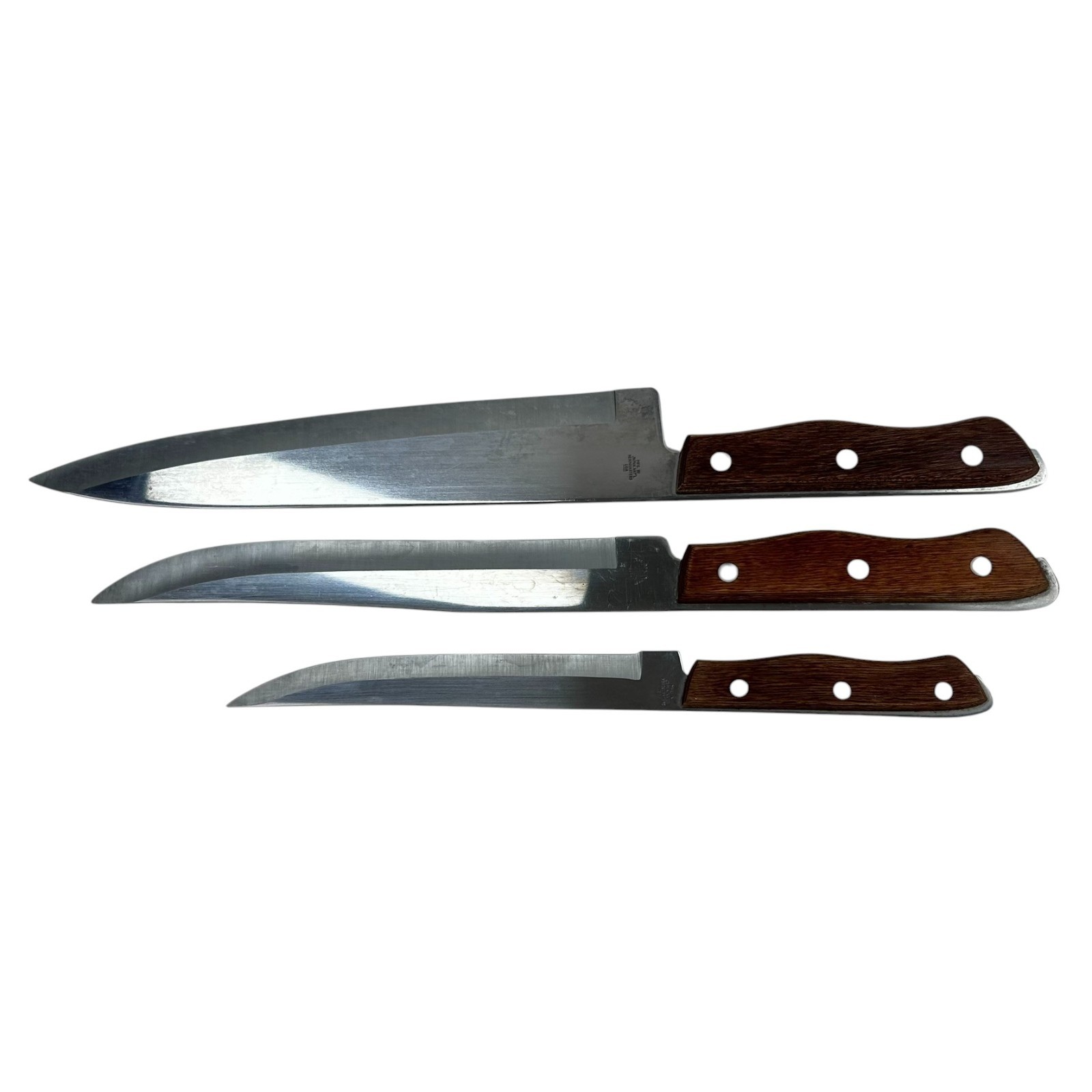 3 Precision Hollow Ground III Knives Stainless Steel & Wood Handle Japan