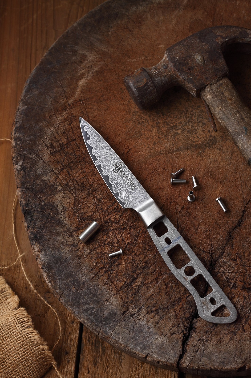 KATSURA Japanese Damascus AUS 10 woodworker paring knife blank 3.5 inch