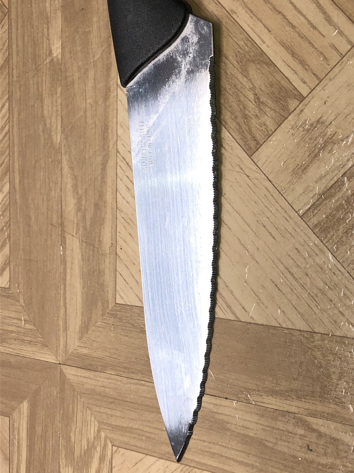 11 Inch Chef Knife Serrated Stainless Steel 6.5 Blade 4.5 Curved Handle