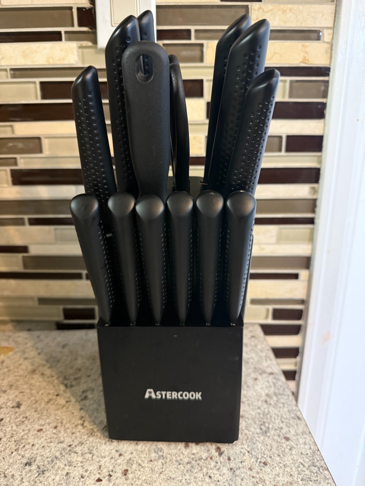 Astercook 14-Piece Black Knife Set With Block & Scissors