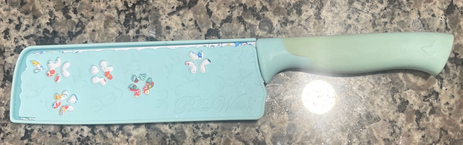 Pioneer Woman Chopping Knife Blue/teal Bird Floral Print Blade