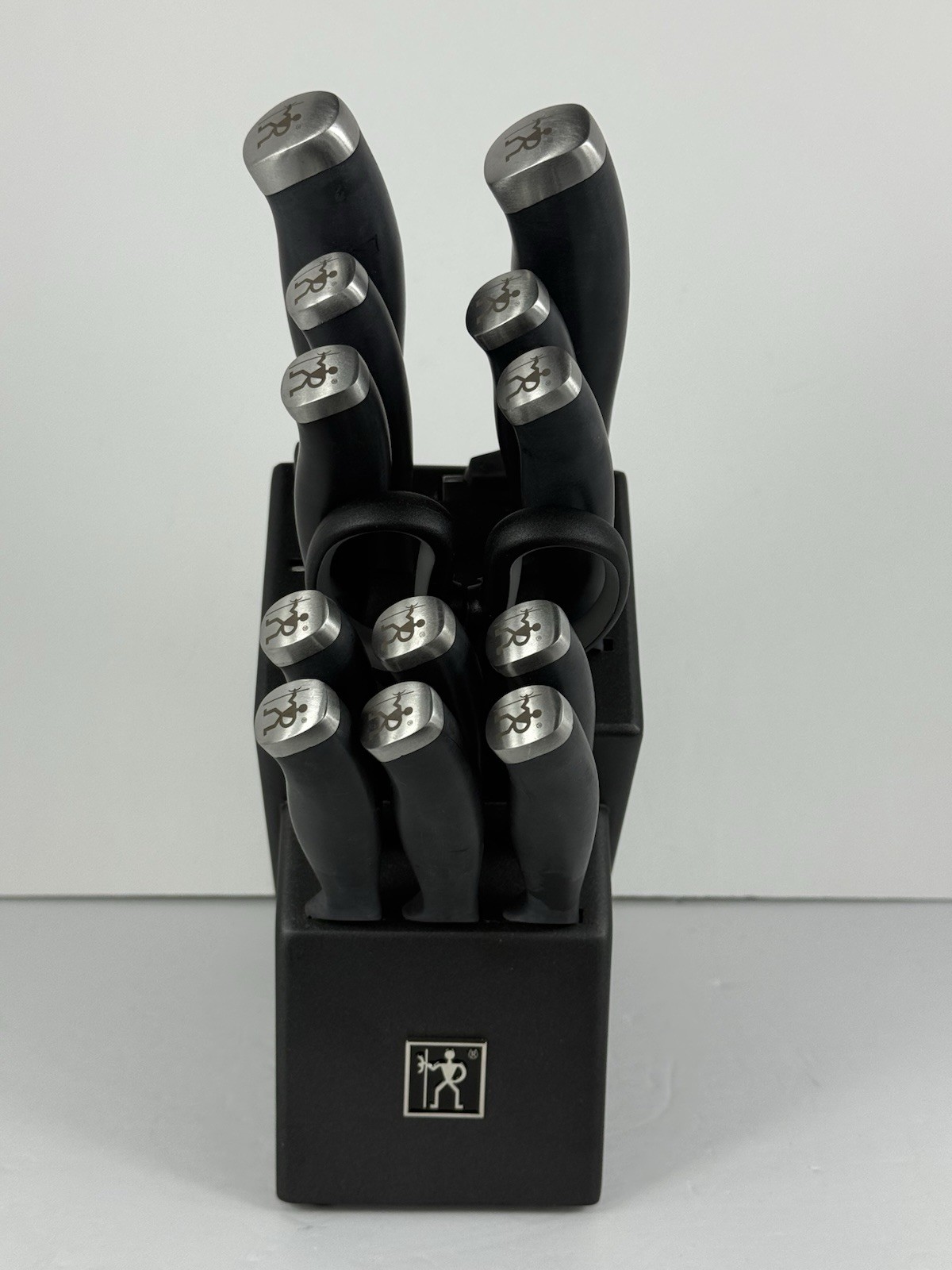 Henckels Silvercap 14-Piece Stainless Steel Knife Block Set – Black Handles