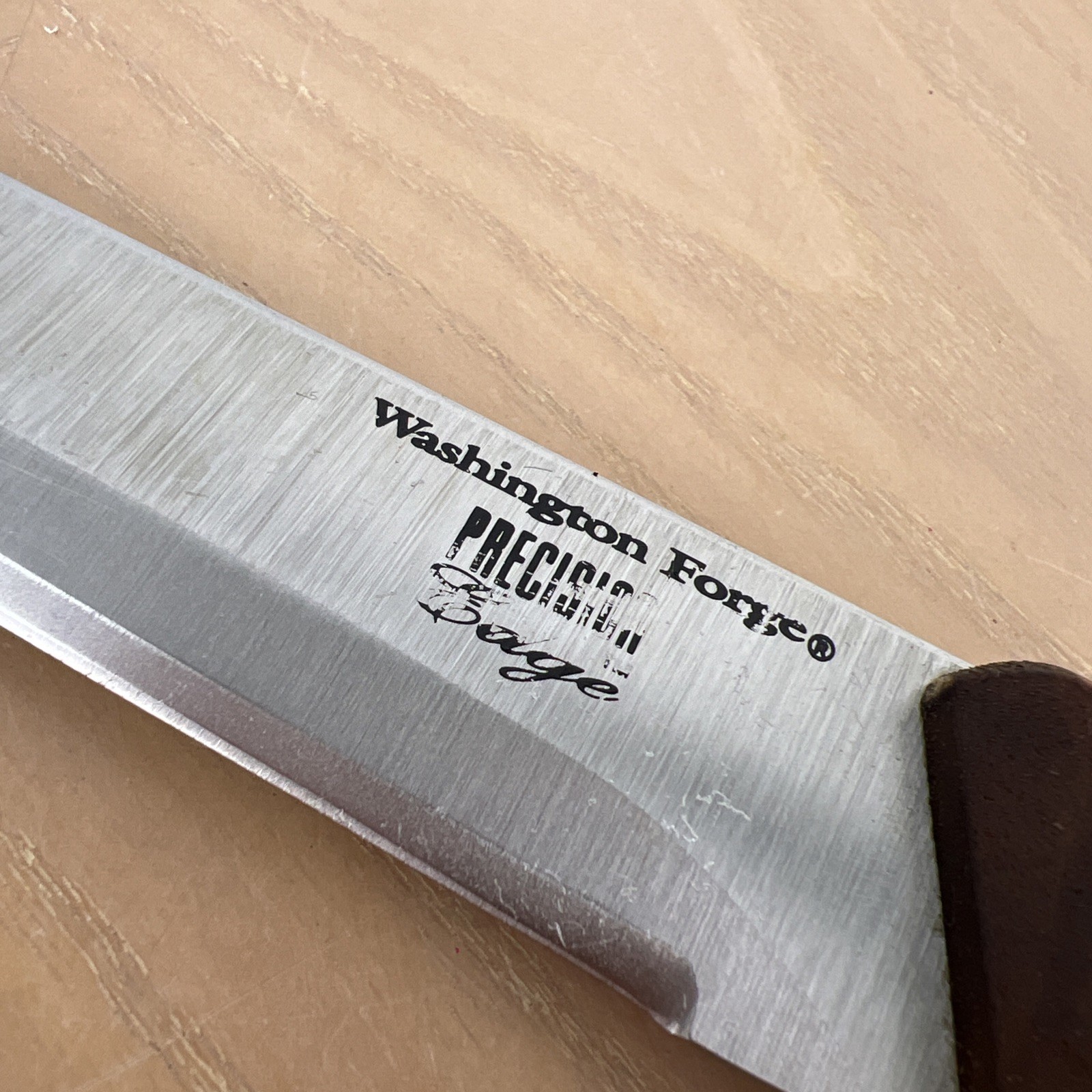 Washington Forge Precision Edge Knife 8” Stainless Steel Blade Wood Handle