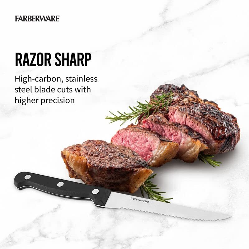 Farberware 5099688 Stamped Triple Rivet High Carbon Stainless Steel Steak Kni…