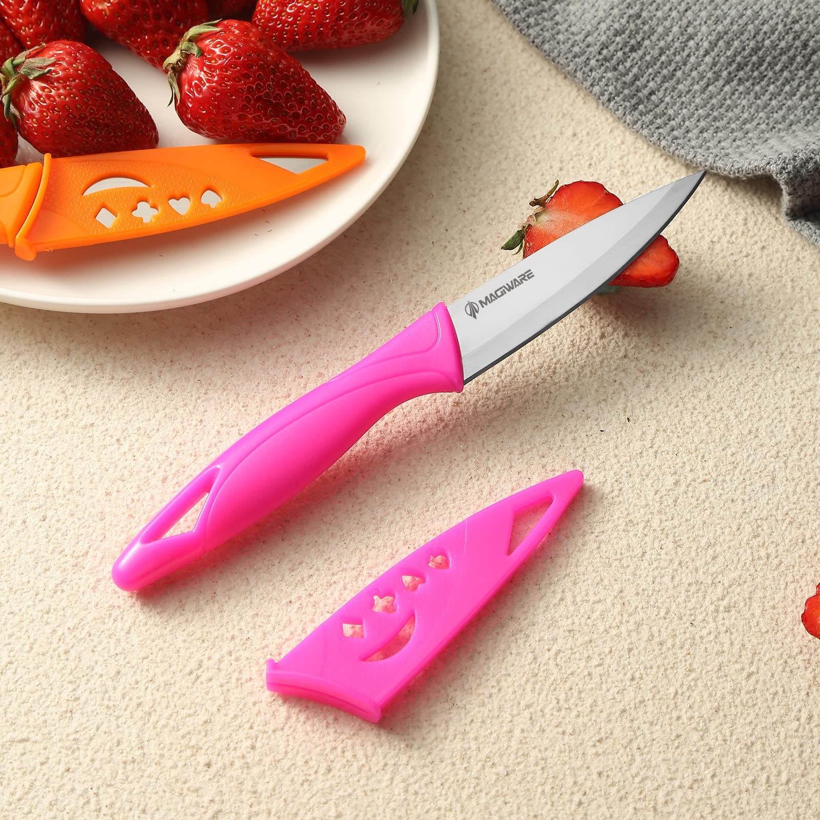 Magiware Paring Knife, 8PCS Paring Knife Set with Cover, Small Kitchen Vegeta…