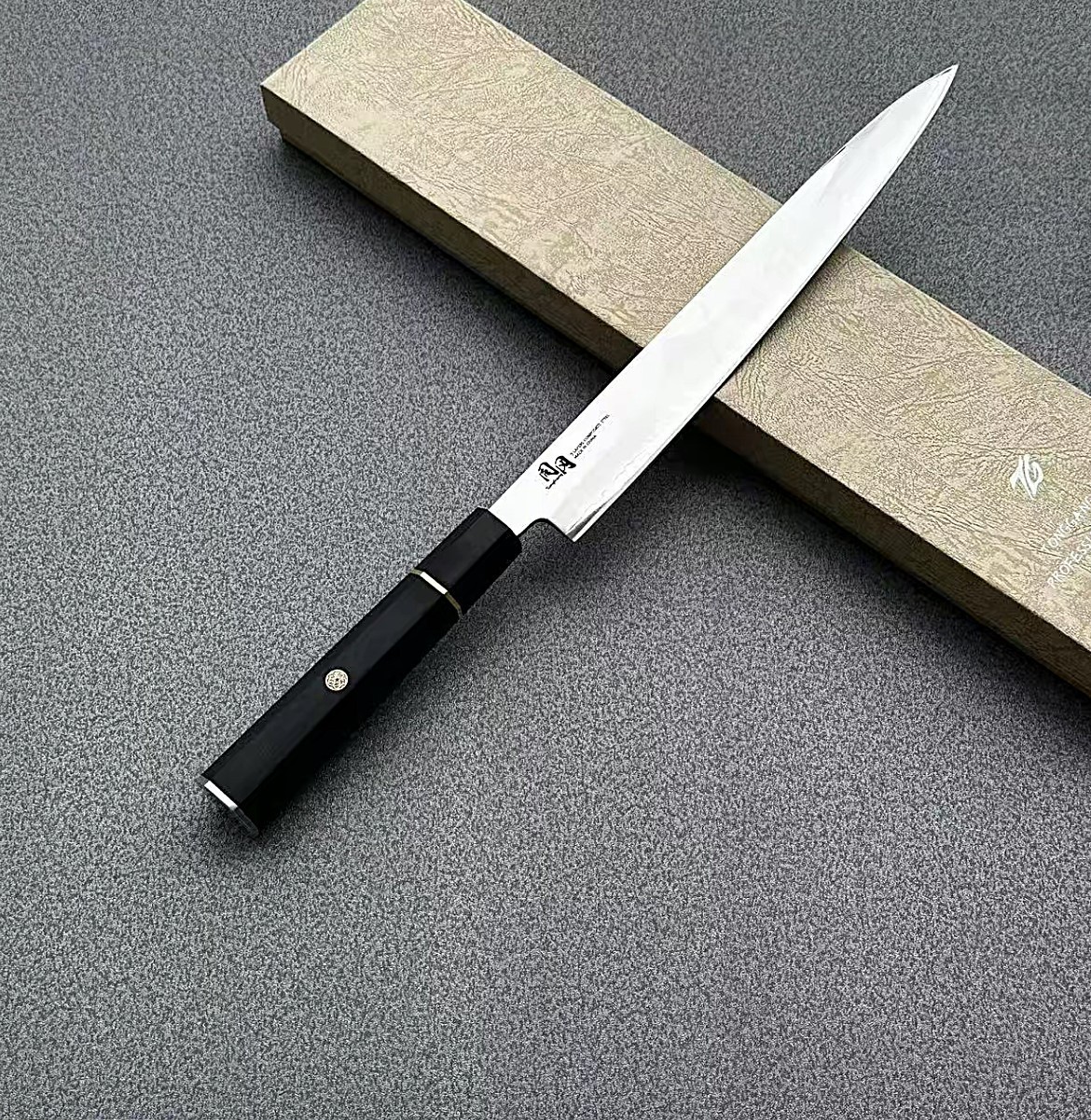 Tonggang 10.5″ Japanese Style Sashimi Ebony Wooden Handle Sushi Yanagiba Knive