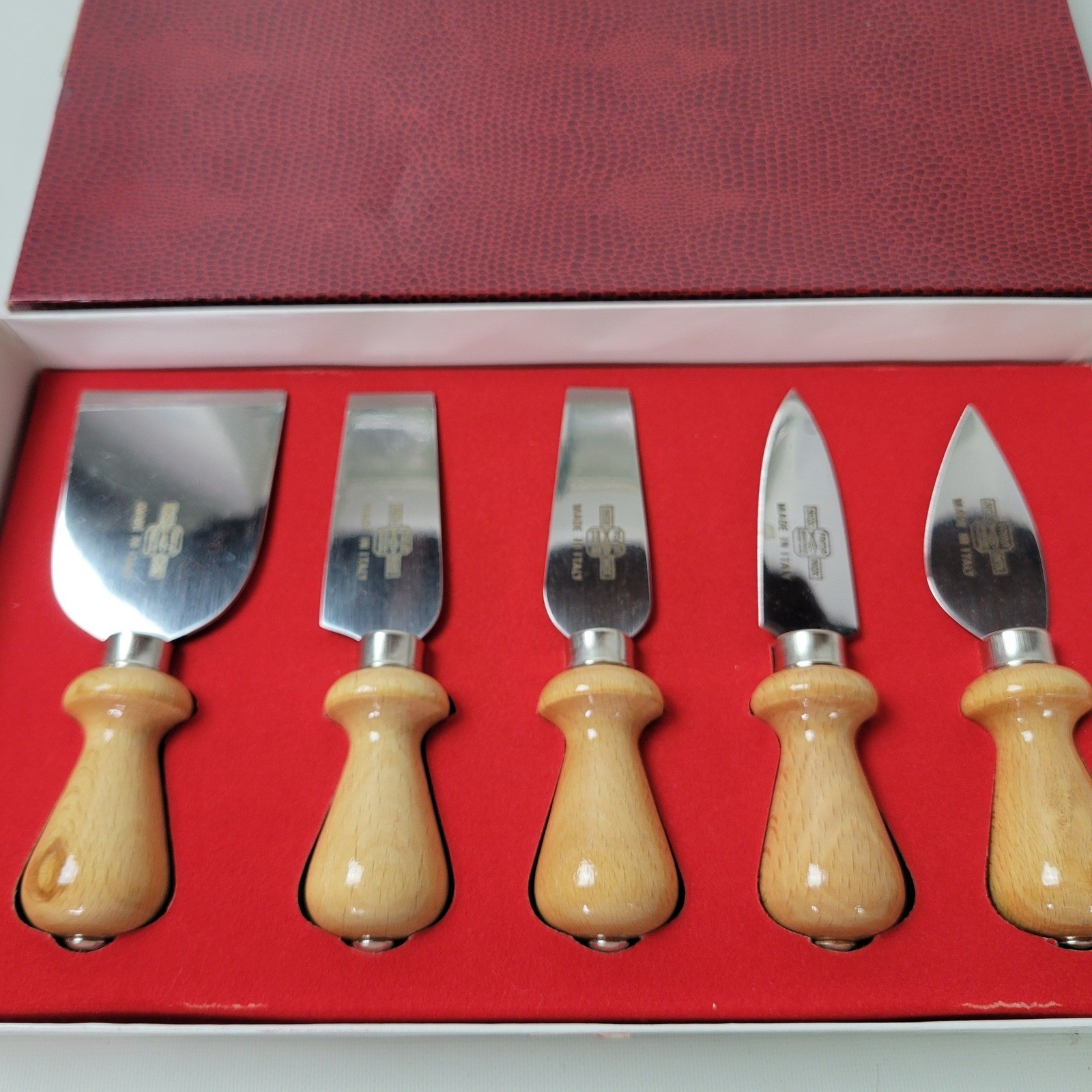 Fama Inox Williams Sonoma Italian Cheese Knife Set 5pc Wood Handle Maniago Italy