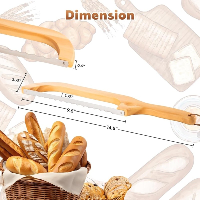 Ergonomic 14.5” Bread Knife Sourdough Baker’s Knife Serrated Cutter All Breads