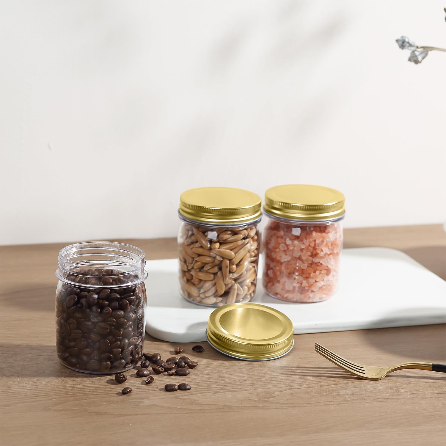 novelinks 8 oz Clear Plastic Jars with Screw Lids, BPA-Free Refillable Storage