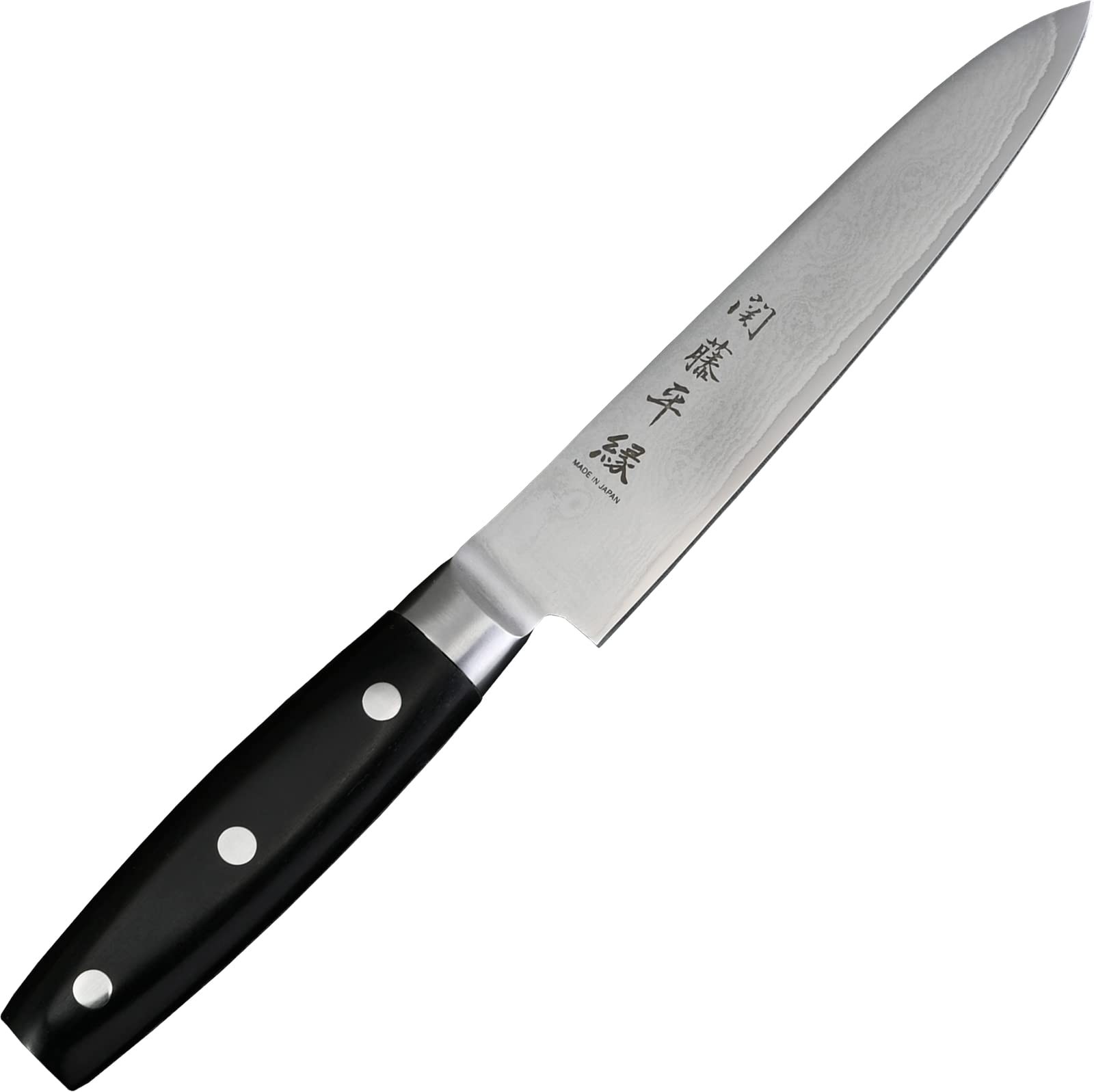 Sekito Hirabiki Paring Knife, 13cm, Multi-Layer Damascus Steel, Black, Fruit Kni