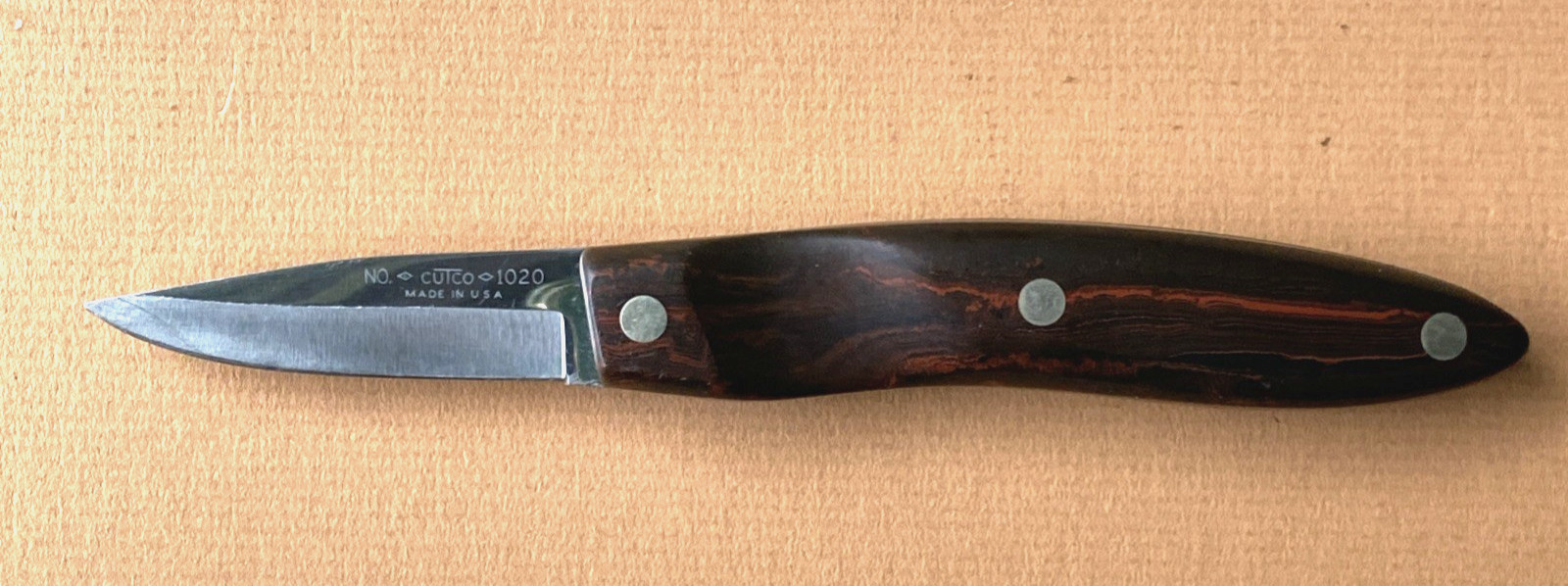 EUC Cutco Paring Knife 1020 Brown & Orange Swirl Design Vintage 1952-1960