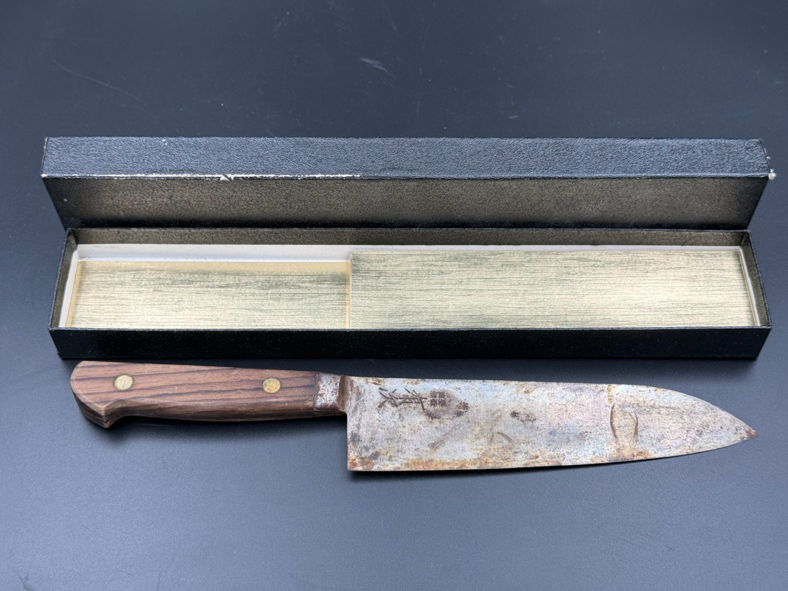 Vintage Aritsugu Gyuto Knife Swedish Carbon Steel Chef Knife Box Sheath Japan