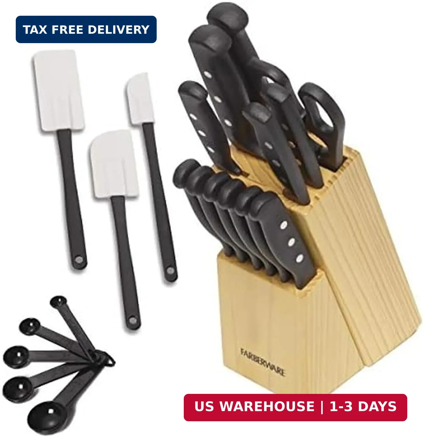 Farberware Knife Block Set 22-Piece Kitchen Knife Set with High-Carbon Stainless
