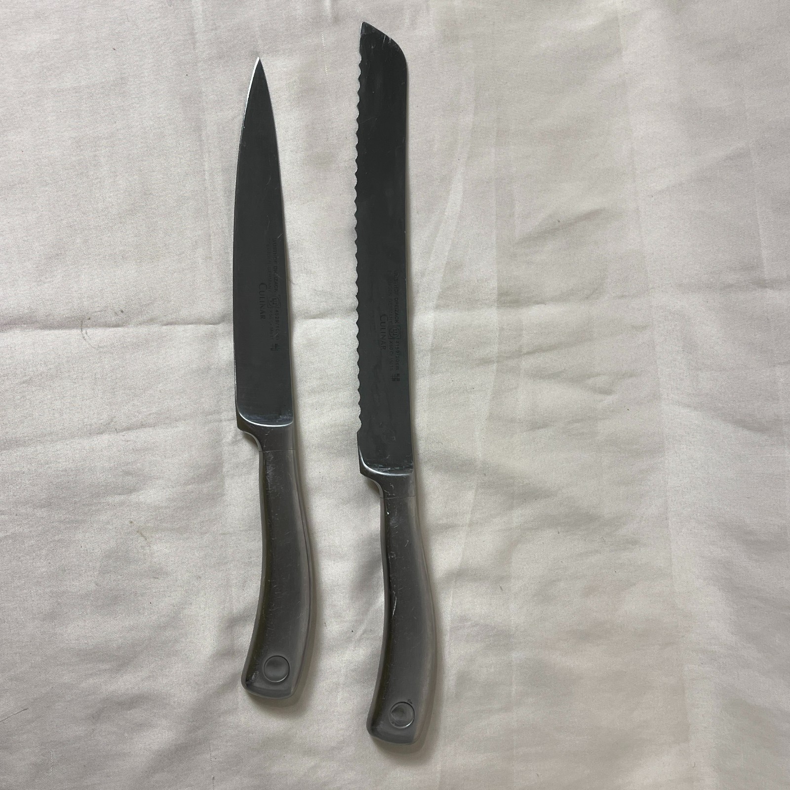 Wusthof Culinar 2 Pc Knife Set 8″ Bread 6″ Utility Stainless Solingen Germany