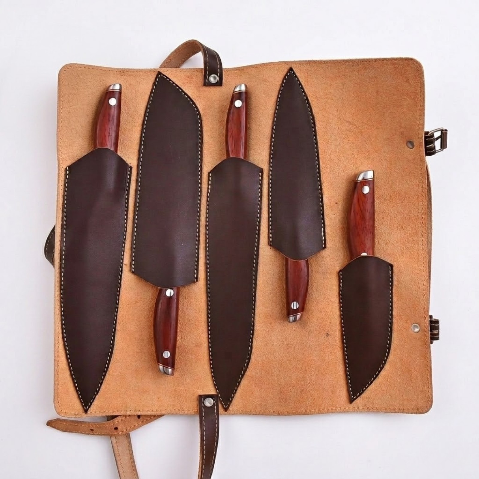 SK Customs American Craftsmanship 5pc Professional Chef Knife Set Rosewood