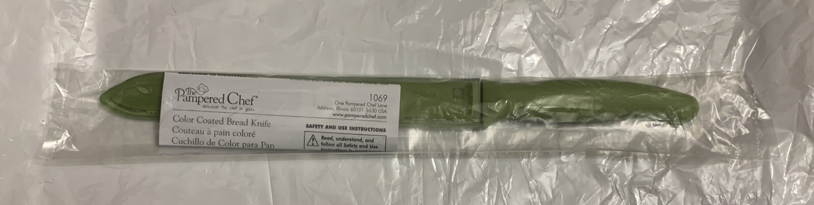 Pampered Chef Color Coated Bread 🍀 Knife With Sleeve stainless Steel # 1069