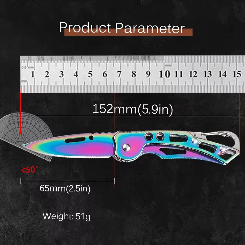 Stainless Steel Folding Kitchen Knife Non Slip Handle Portable Utility Cutter