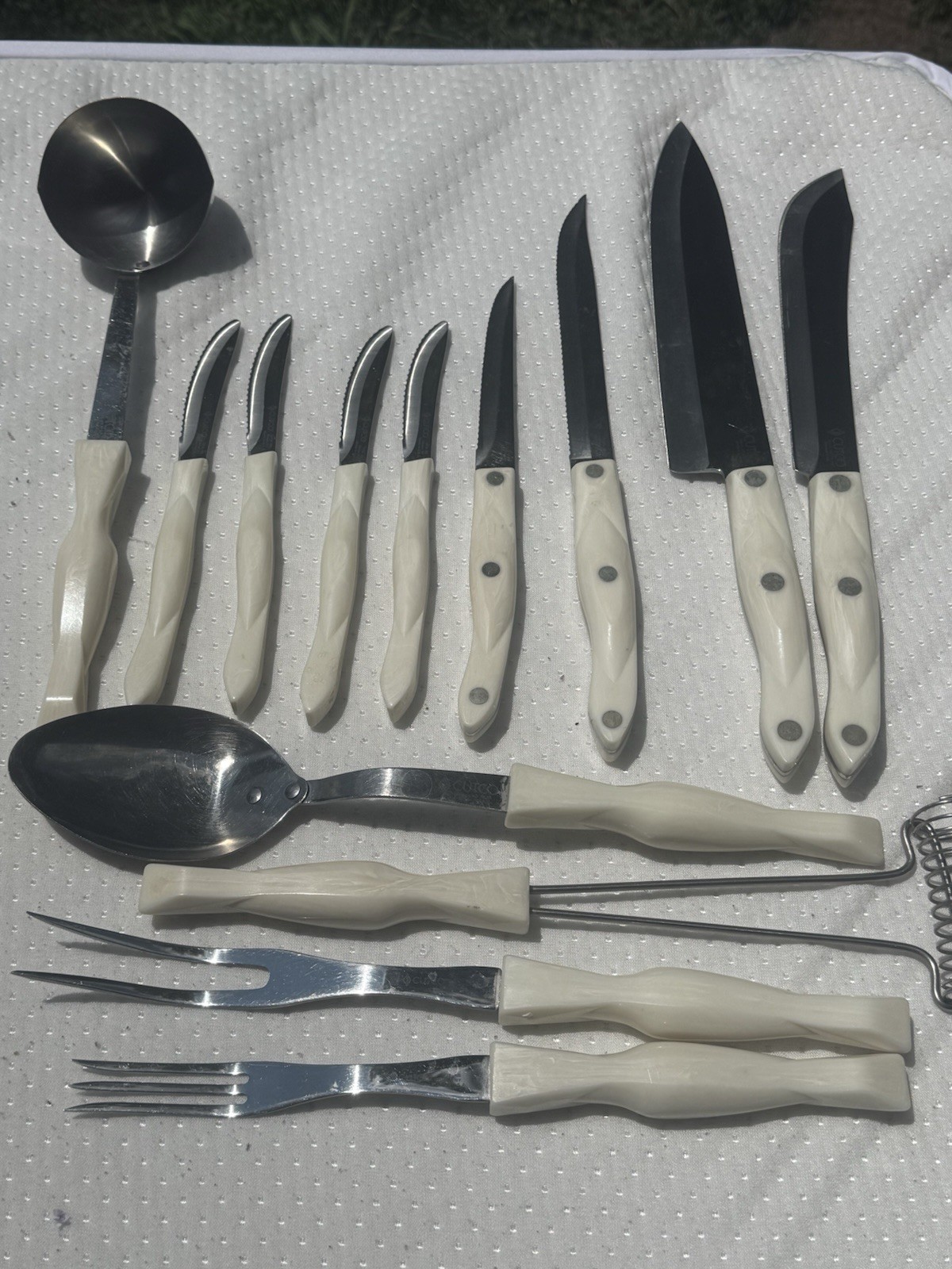13 Cutco 1759 JD Table Knife Pearl White Steak Knife 1721, 1726, 1727, 1725,