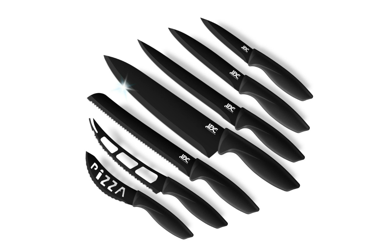 Lux Decor Collection 7 Piece Stainless Kitchen Knife Set – Steak-Cheese-Pizza