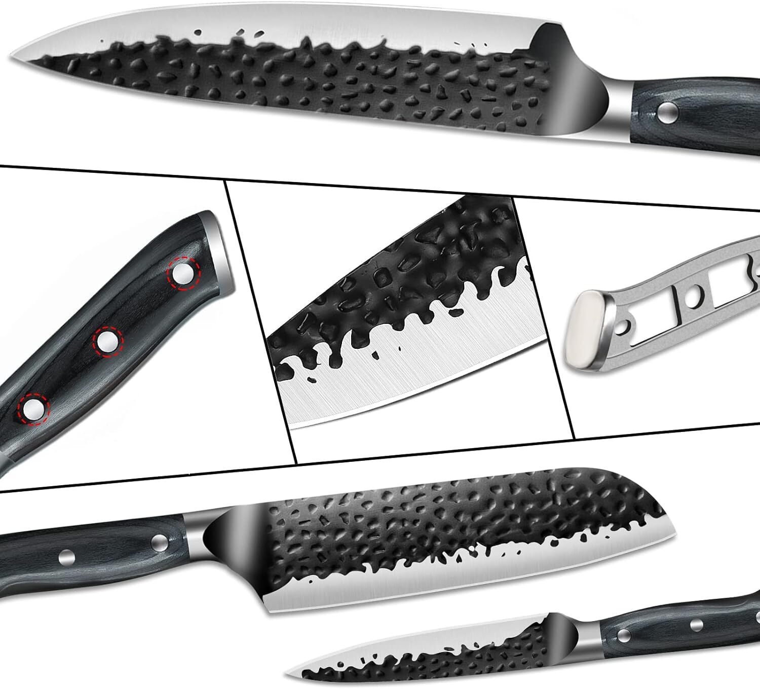 3/5 Pieces Professional Kitchen Knife Set Hand Forged Stainless Steel Chef Sharp