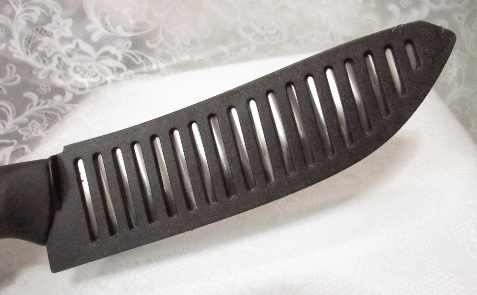 Groove Tech 5″ Blade Chef Kitchen KNIFE with SHEATH Black Rubber Handle Made USA