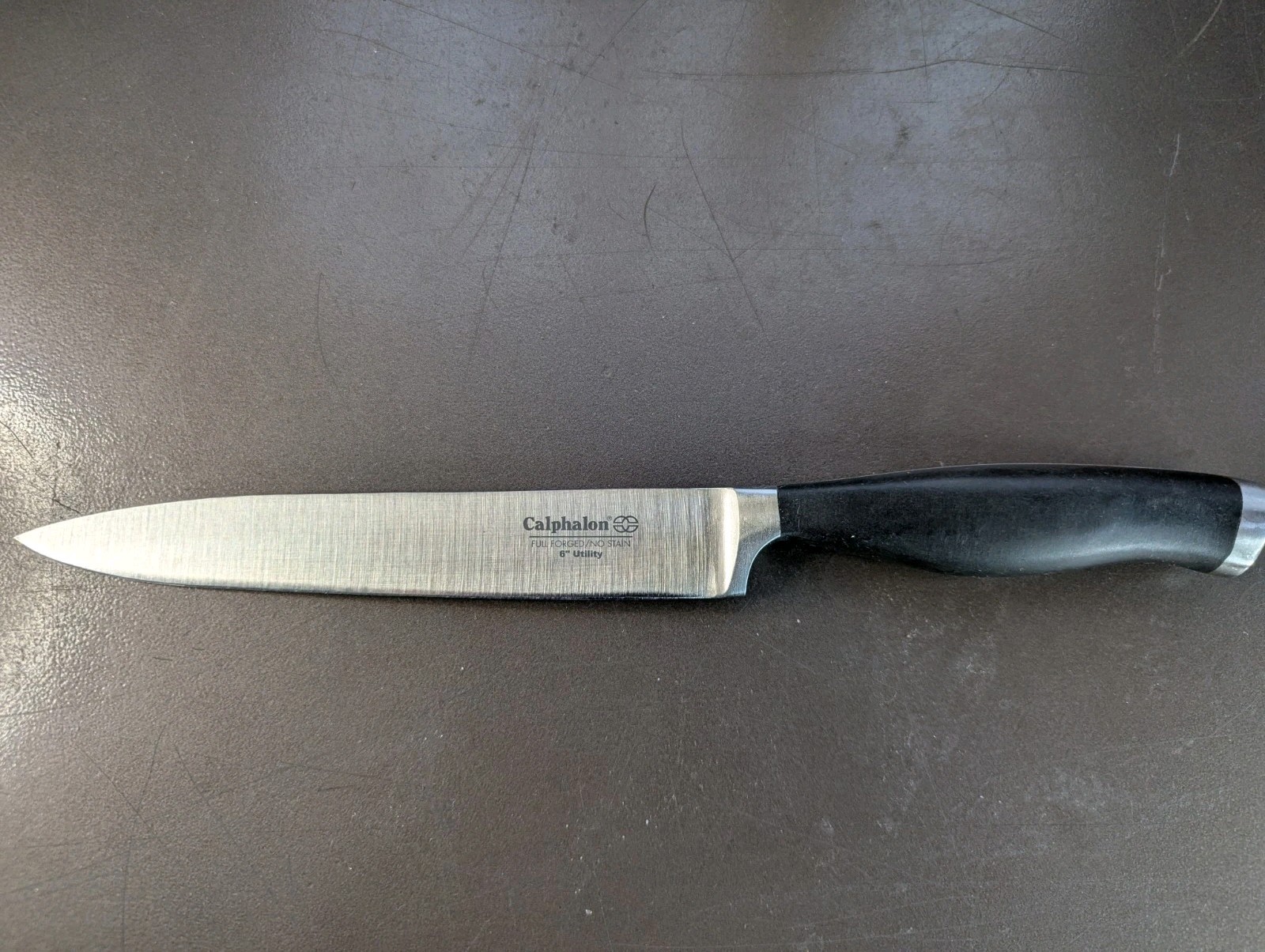 Vtg Calphalon 6″ Full Forged / No Stain Utility Knife W/ Blk Handle