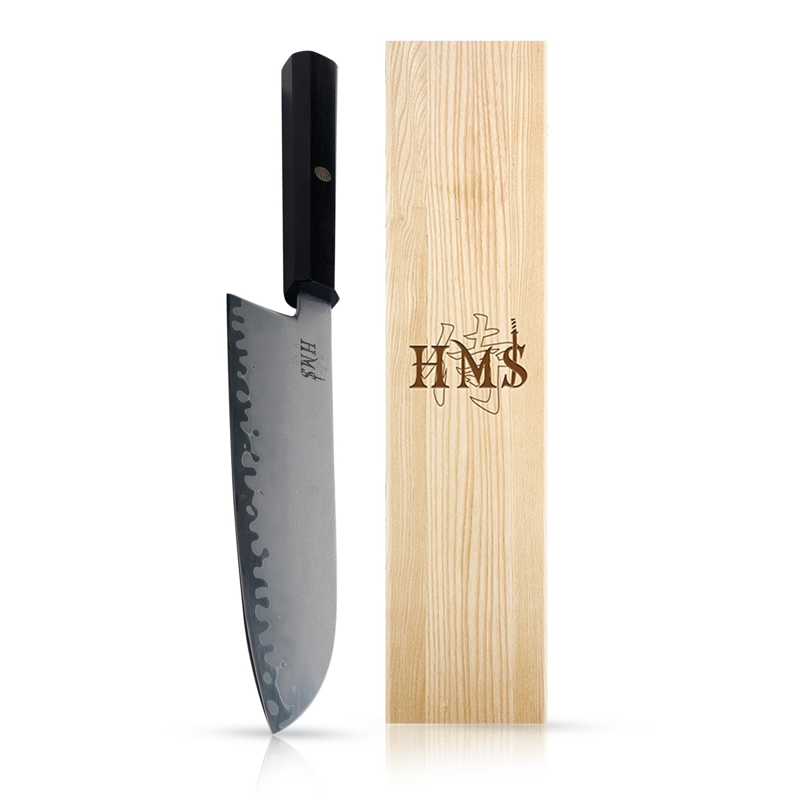 HMS Hand Forged Professiona Kitchen Knife – Japanese HAP40 Triple-Layer Steel…
