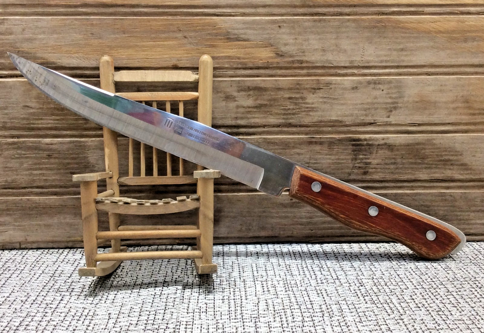 Precision Hollow Ground Carving Knife 8″ Blade Wood Handle Slicing Japan