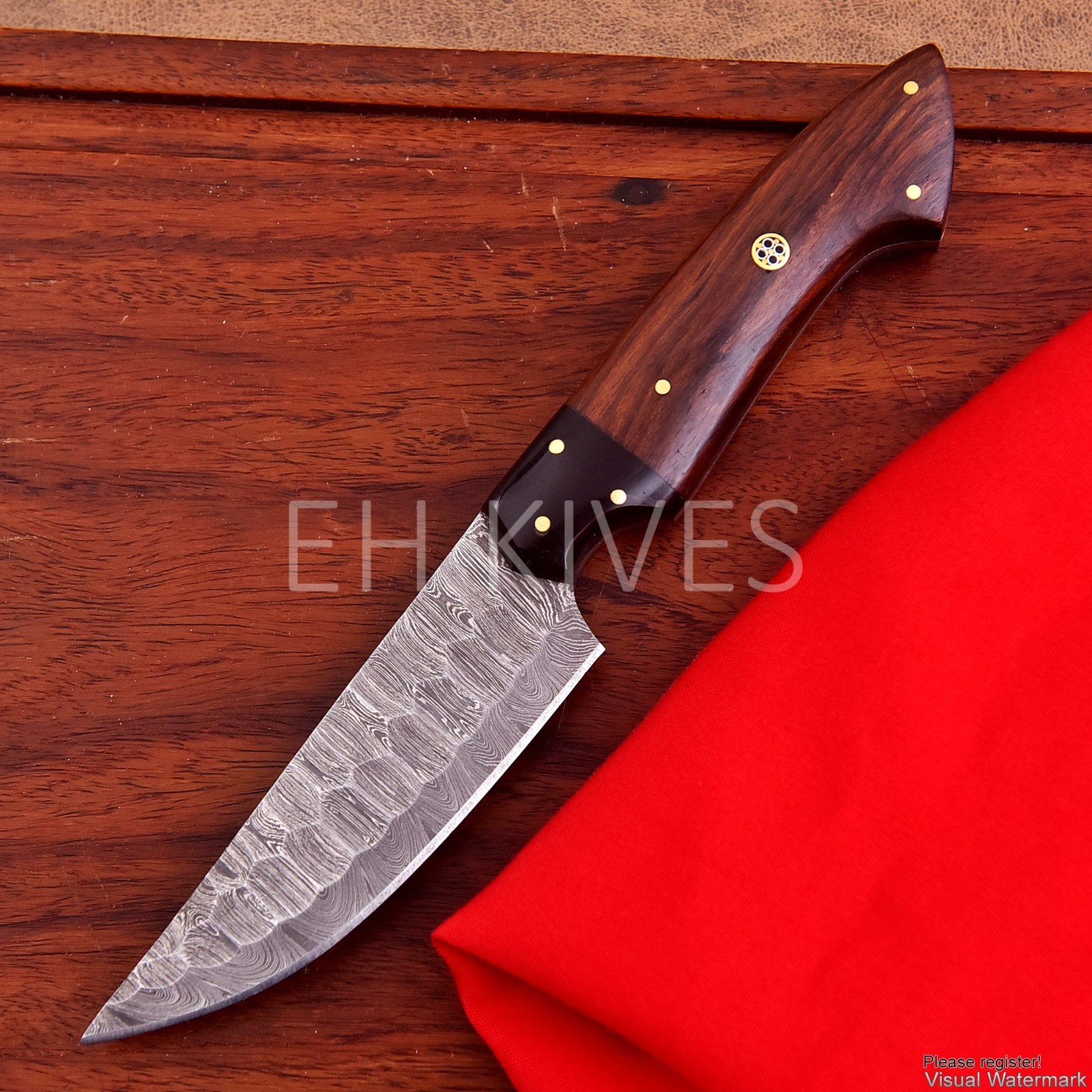 9” Handmade Damascus Slicing Knife Sharp Steak Knife for Meat/BBQ with Sheath