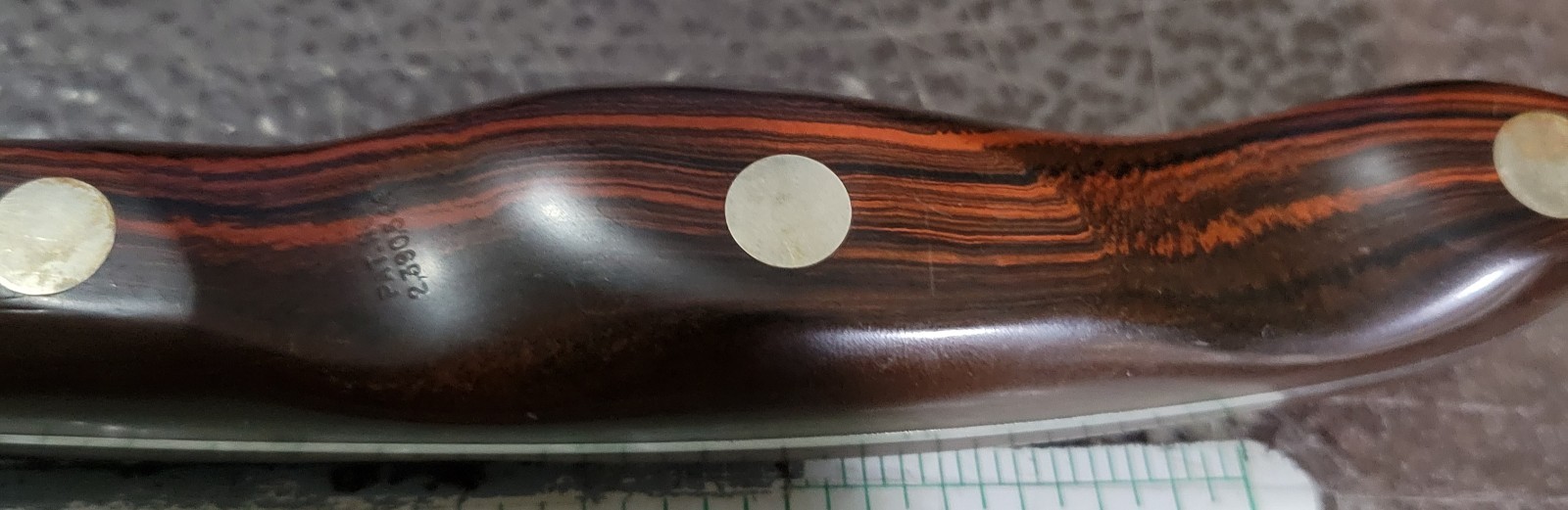 Vintage Cutco No. 1022 Butcher Knife Brown Orange Swirl Handle USA Made