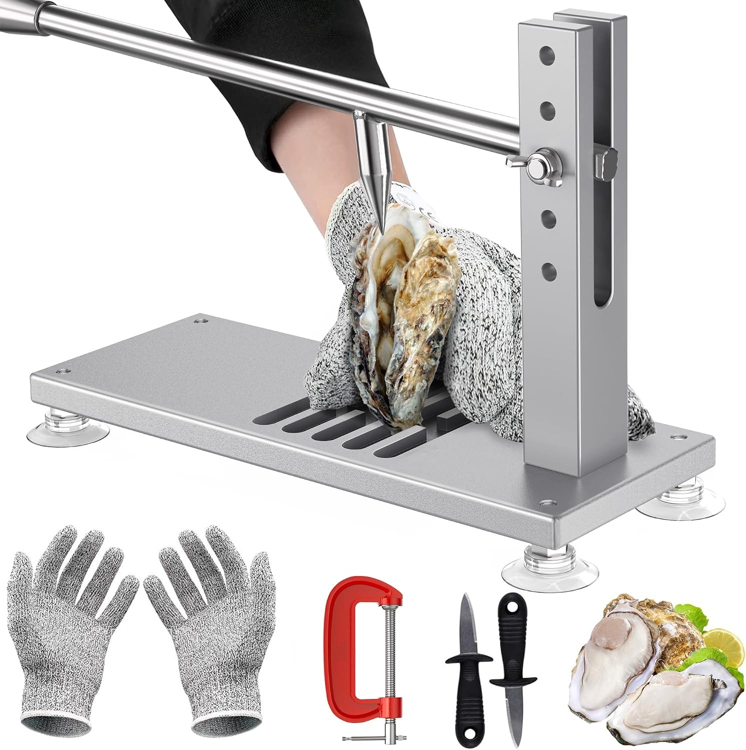 Oyster Clam Opener Machine Adjustable Shucker Knives Glove G Clip Seafood Hotel