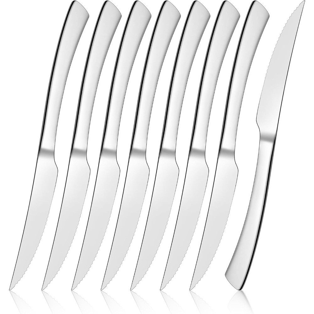 Serrated Steak Knives Set of 8 Stainless Steel Dinner Knives for Home Kitchen