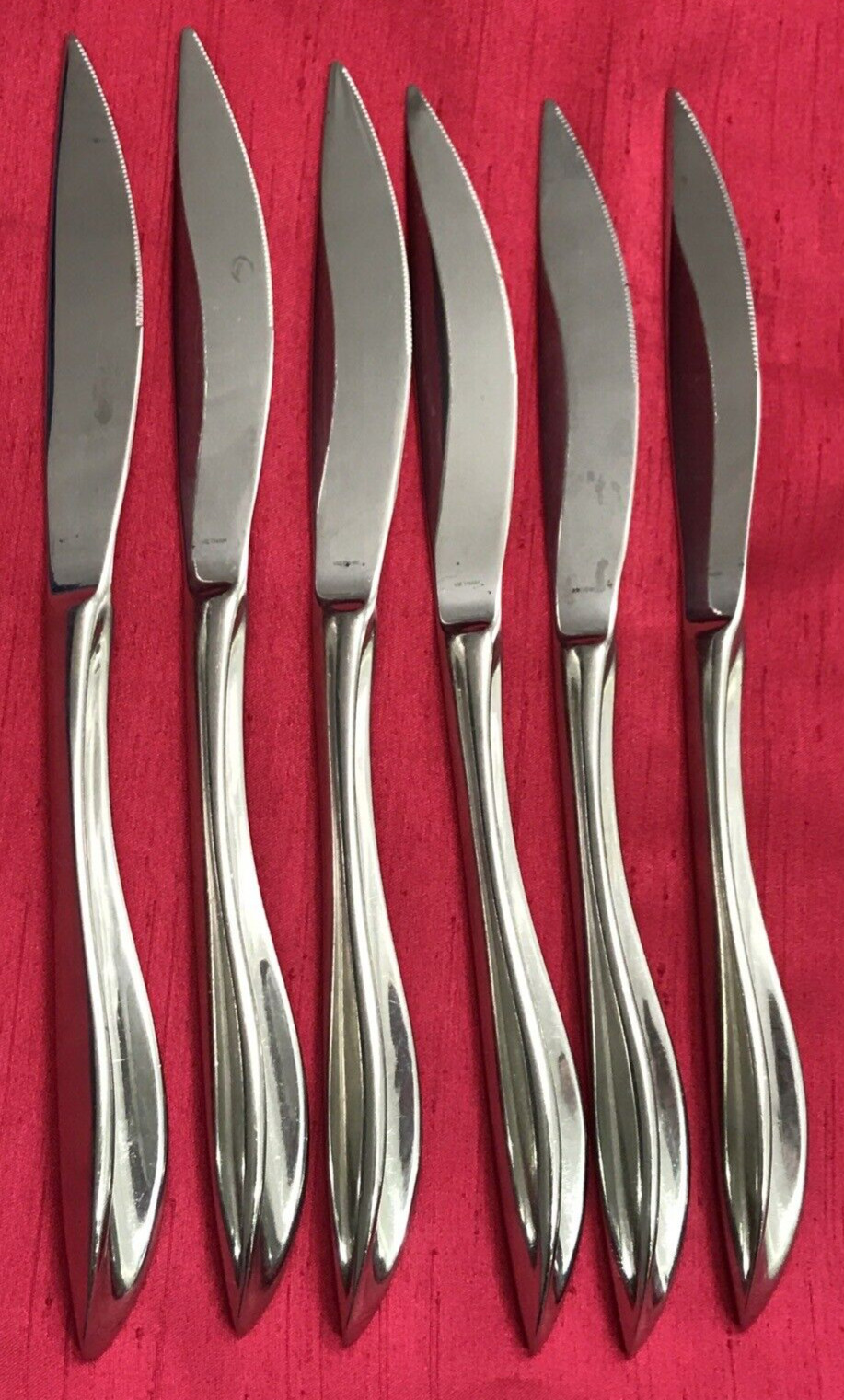 Set of 6 Vintage Stainless Steel Dinner Knives Serrated JA Henckels Vietnam