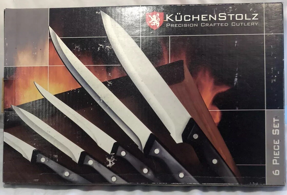 KuchenStolz Precision Cutlery- 6 Pc Knife Set w/Sharpener and Cutting Board NIB