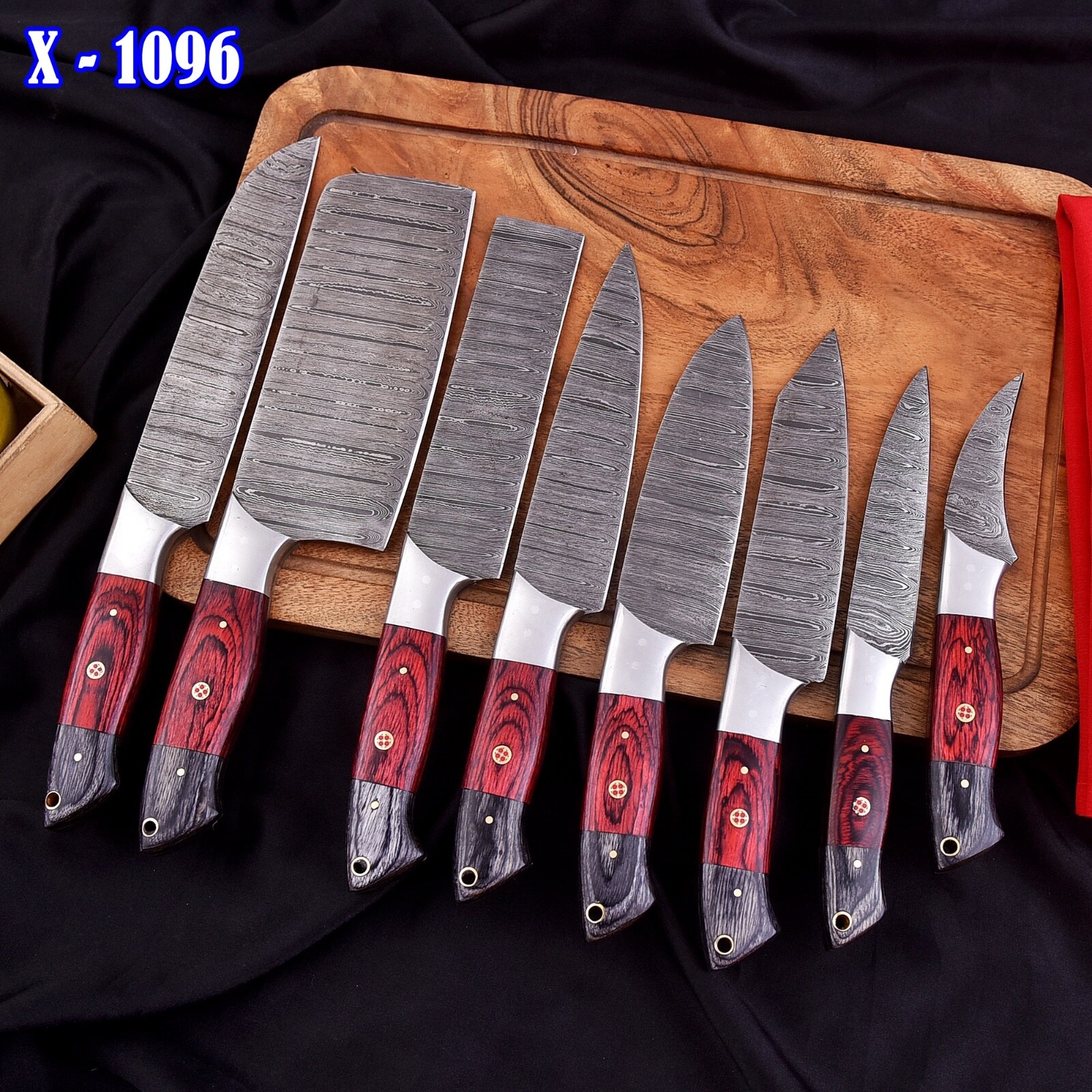 8 Pieces Handmade Forged Damascus Steel Chef Knives Kitchen Knife