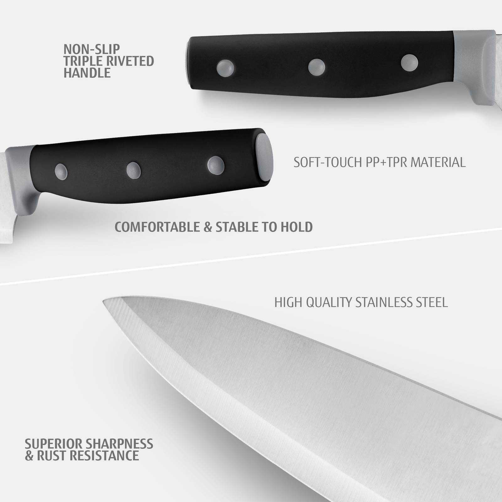 Japanese Santoku Knife Set with Gift Box Sharpener Super Sharp Kitchen Knives