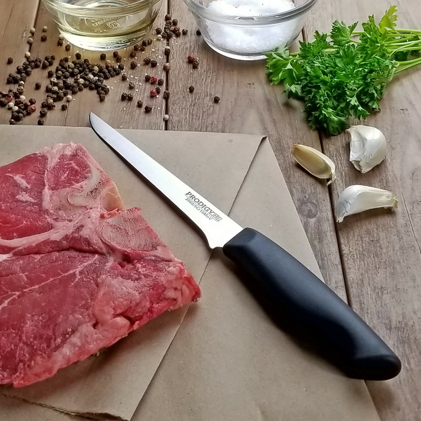 PRODIGY SERIES 6″ Boning knife medium Flex non-slip handle meat knife Ergo Chef
