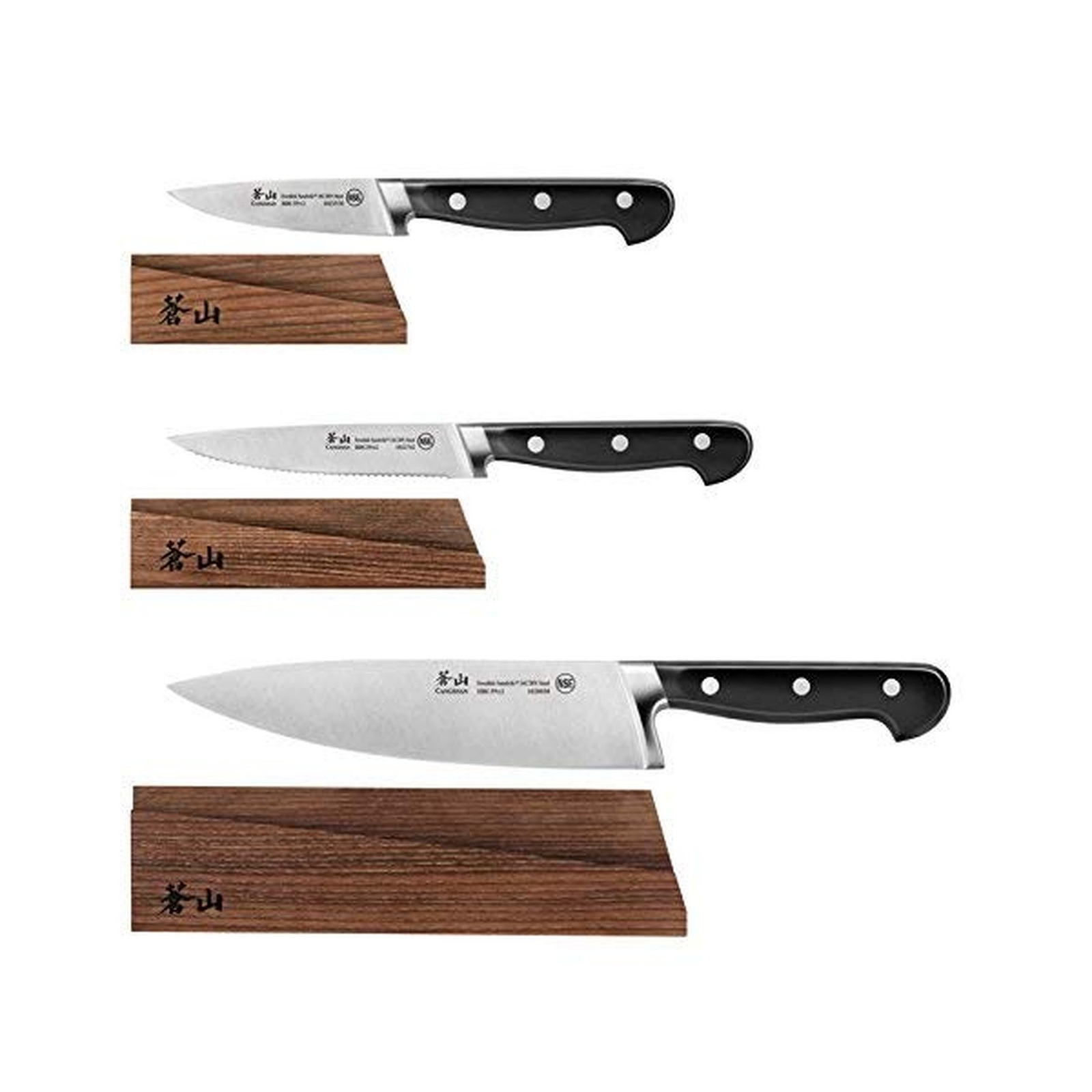 Cangshan TV2 Series 1023015 Swedish 14C28N Steel Forged 3-Piece Starter Knife…