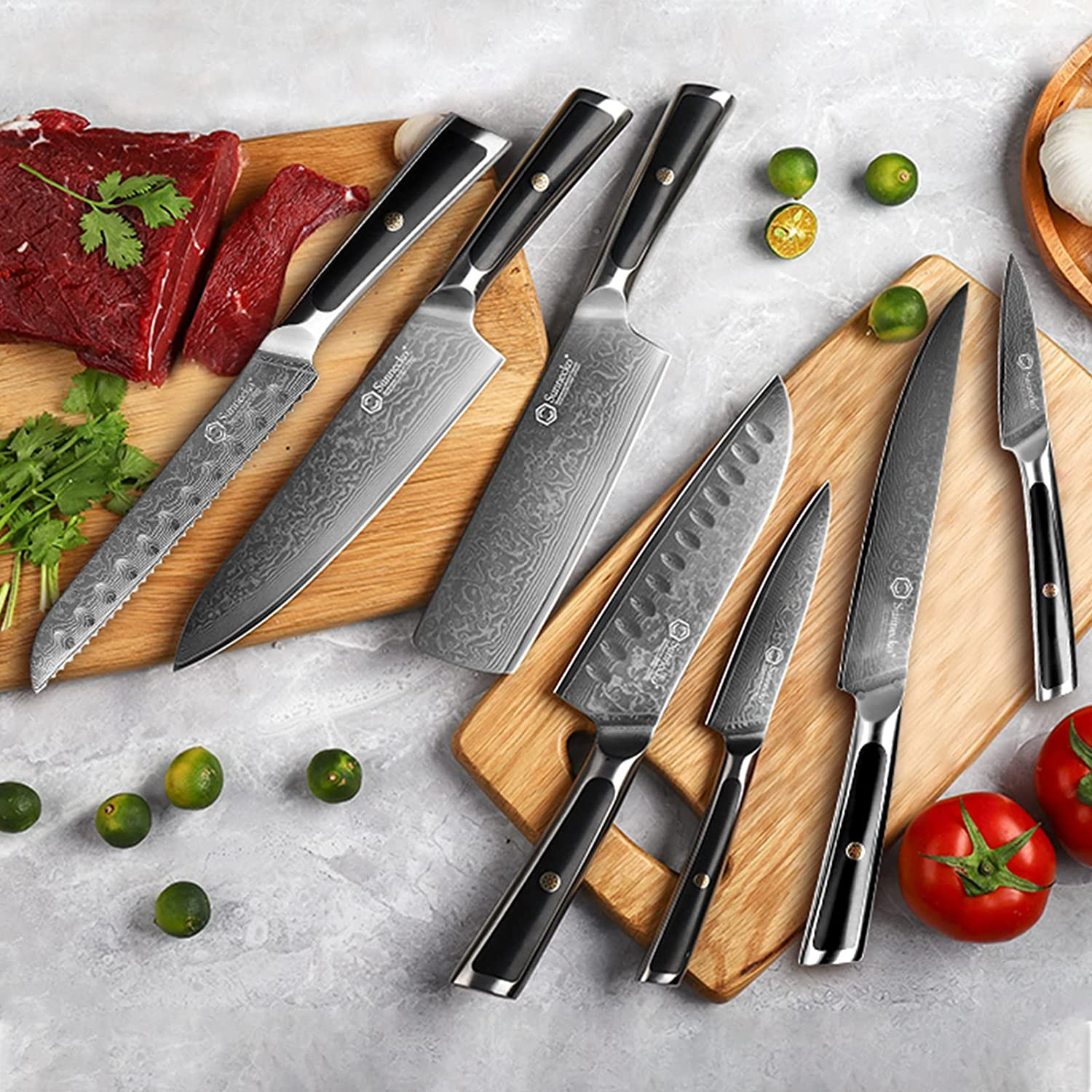 Sunnecko Utility Knife 5 Inch Kitchen Steak Knife Damascus Steel Fruit Paring