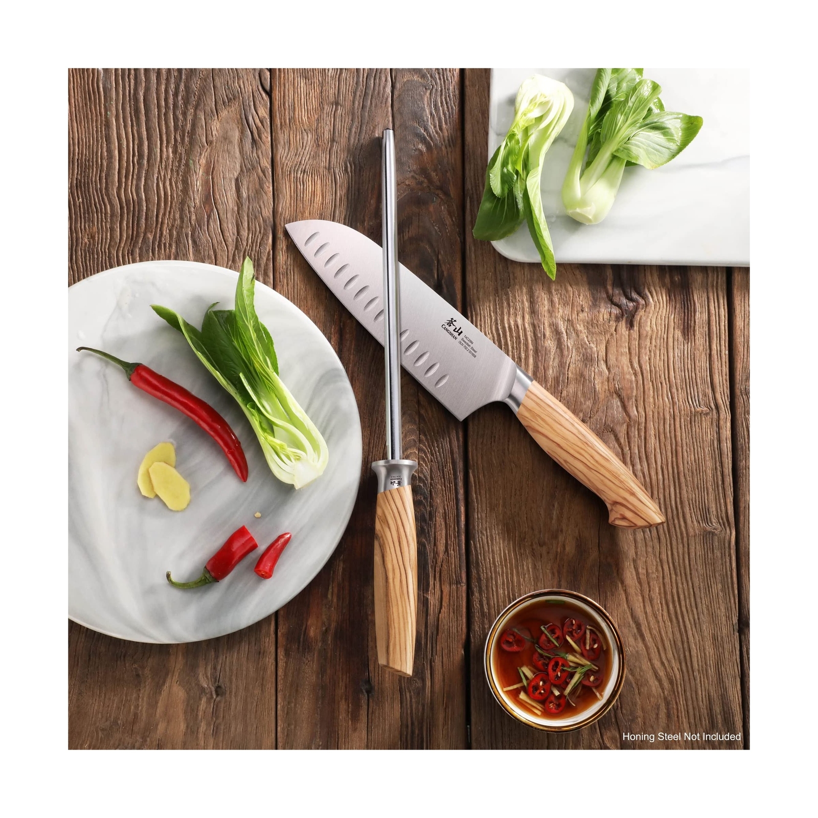 Cangshan OLIV Series 7-Inch Santoku Knife, Forged Swedish 14C28N Steel, 501608