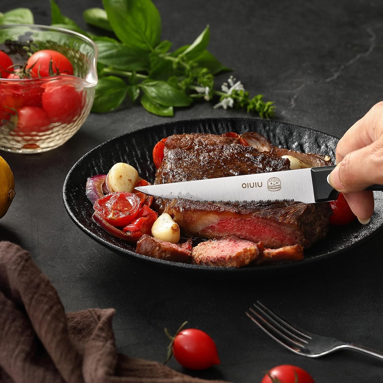 Steak Knives Set of 4, Stainless Steel Serrated Steak Knife Set, Dishwasher Safe