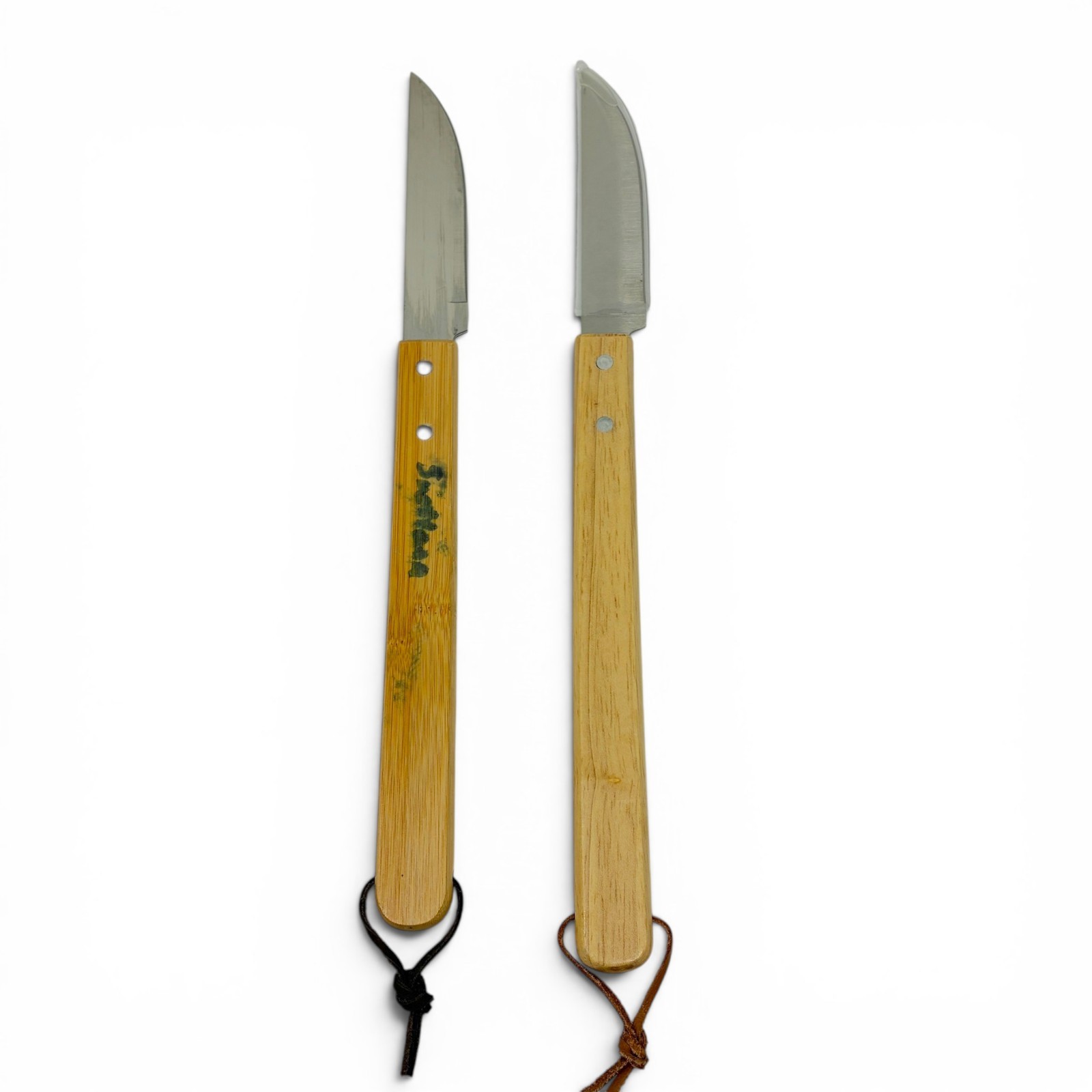 Unbranded Wood Handle Long Stem Utility Paring Craft Knives Set 2 Pcs