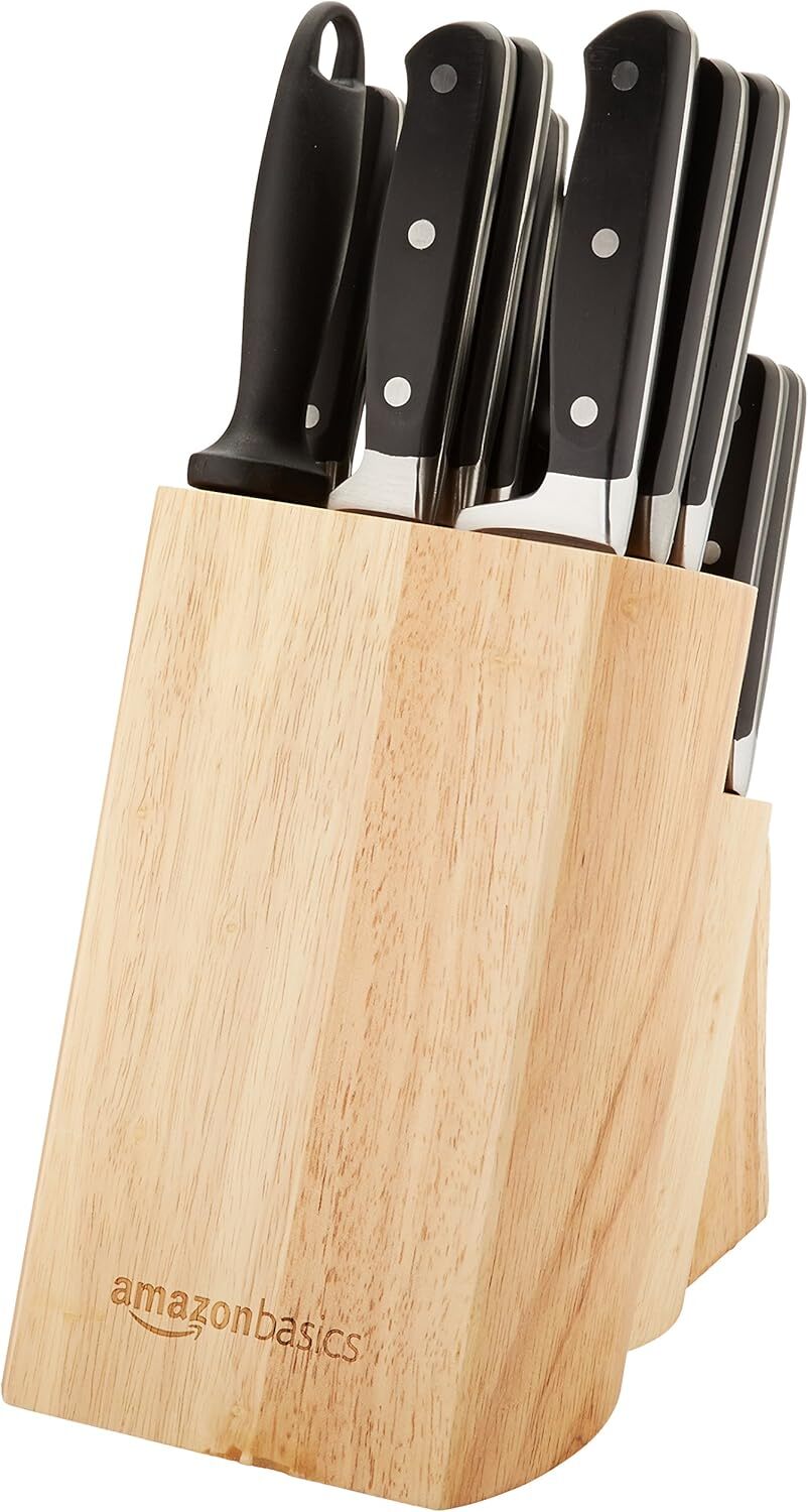 18-PiecePremium High Carbon Stainless Steel Blade Set with Pine Wood Block,Black