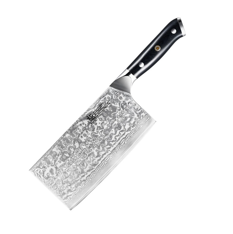 7″ Cleaver Knife VG10 Damascus Steel Silver-ion Coating | Gin Series