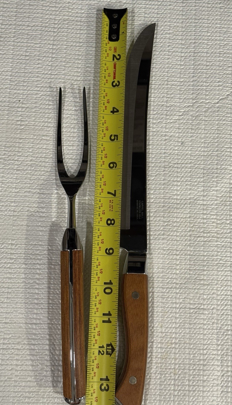 🇺🇸USA CARVEL HALL Carving Knife & Meat Fork Teak Handles Beauties!!!