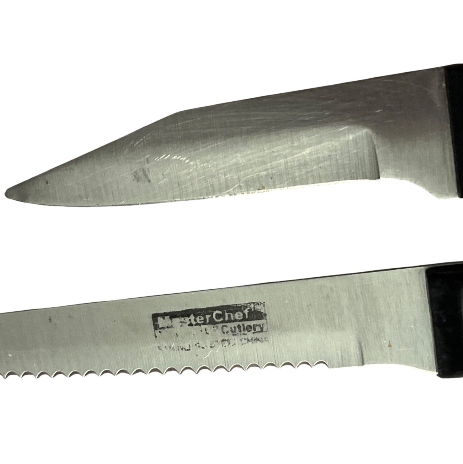 Set Of 2 Jet Cut Stainless Steel Knives With Black Handles 19k